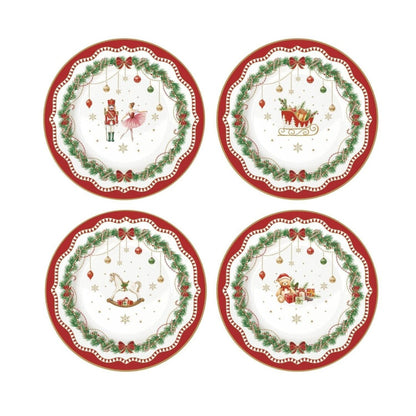 Platos Postre Magie Noël – Set 4 Piezas – 19 cm – Porcelana – Tognana Navidad