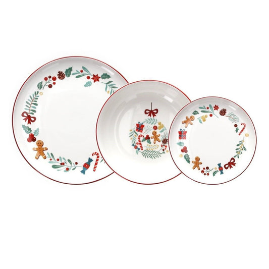 Vajilla Carol 12 Piezas – Porcelana – Diseño Navidad – Tognana