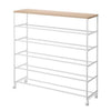 Zapatero con Ruedas 1465 – Blanco y Madera 90.5×87×26 cm – Acero + Madera