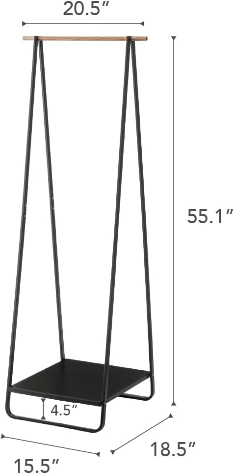 Colgador de Abrigos 2298 – Negro – 52×47×140 cm – Acero + Madera