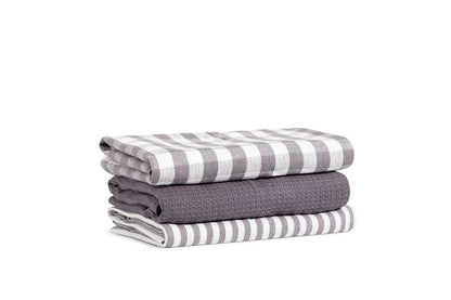 Pack 3 Paños de Cocina Algodón 50x70 – Gris Deskarao