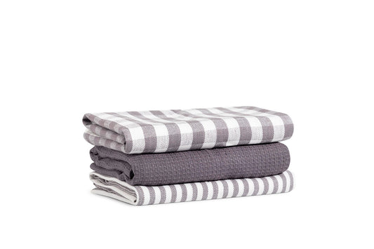 Pack 3 Paños de Cocina Algodón 50x70 – Gris Deskarao