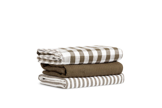 Pack 3 Paños de Cocina Algodón 50x70 – Verde Deskarao