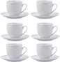 Taza de Té con Plato Blanca – Set 6 Piezas | Porcelana Premium