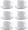 Taza de Té con Plato Blanca – Set 6 Piezas | Porcelana Premium