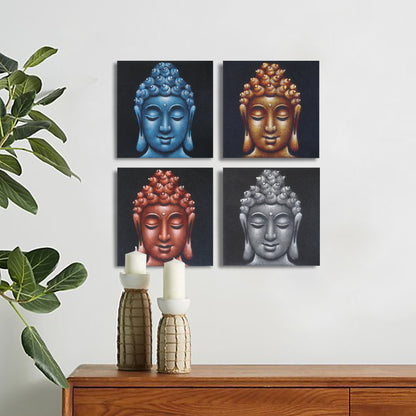 SET DE 4 CUADROS CABEZAS DE BUDA 30X30CM