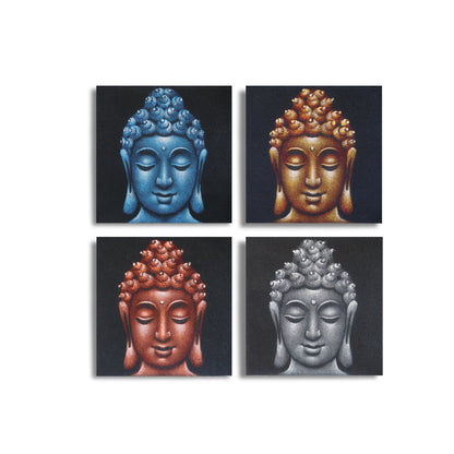SET DE 4 CUADROS CABEZAS DE BUDA 30X30CM