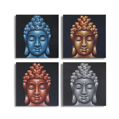 SET DE 4 CUADROS CABEZAS DE BUDA 40X40CM
