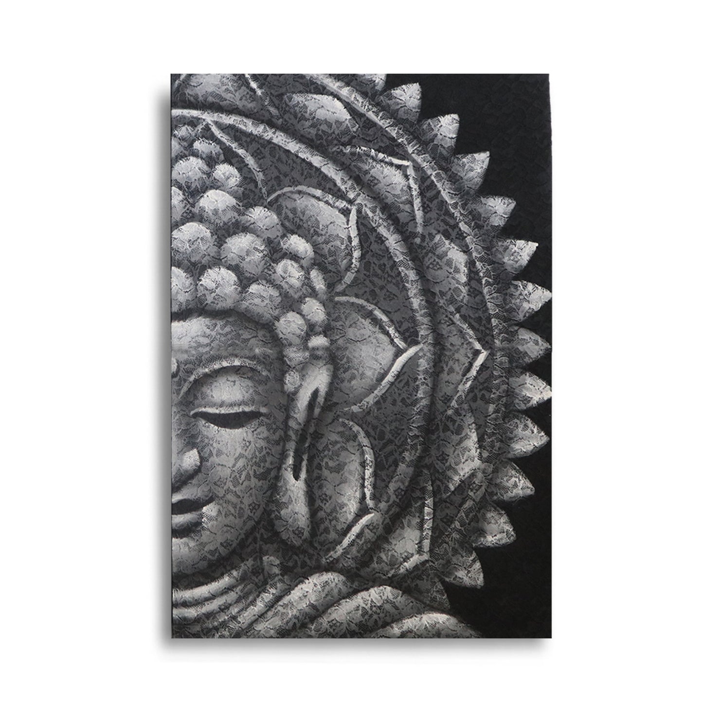 CUADRO MEDIO BUDA MANDALA GRIS 60X80CM