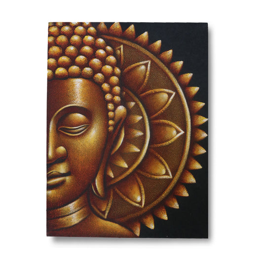 CUADRO MEDIO BUDA MANDALA DORADO 60X80CM