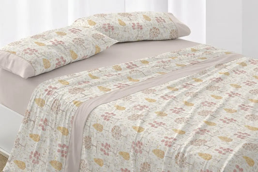 JUEGO DE SABANAS TELA 544 ARENA BURRITO BLANCO 105 cm