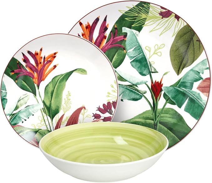 Vajilla Tropicalia 18 Piezas – Porcelana – Tognana Diseño Tropical Italiano