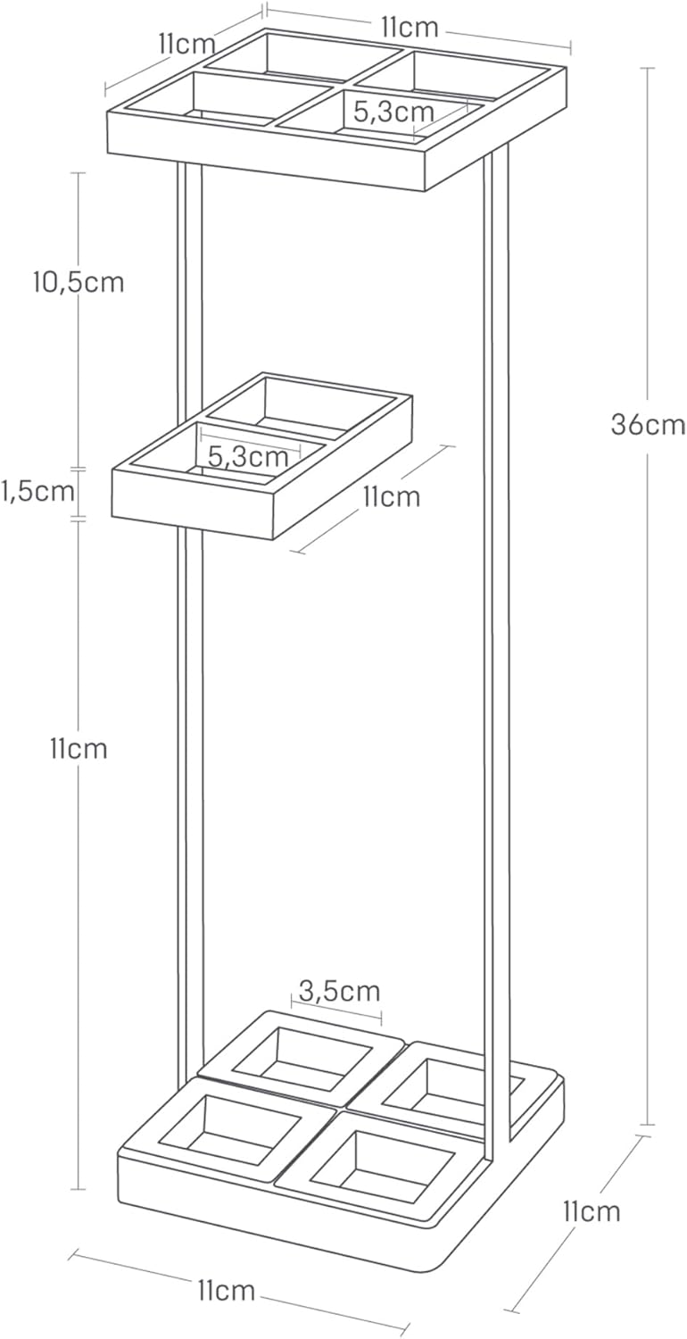 Paragüero 7639 – Blanco – 36×11×11 cm – Acero + Plástico – Japón