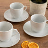 Taza de Té con Plato Blanca – Set 6 Piezas | Porcelana Premium
