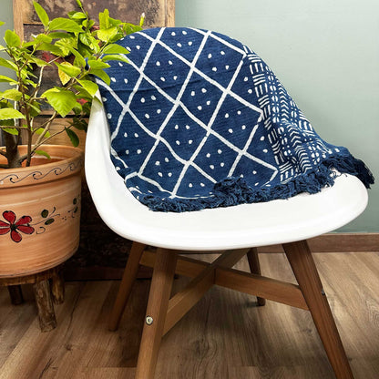 Manta Indigo Hecha a Mano - 170x120cm - Midnight Heerak