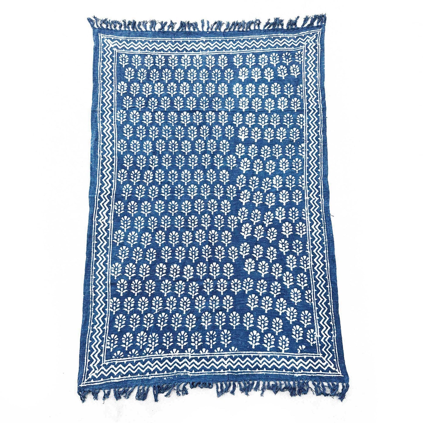 Manta Indigo Hecha a Mano - 170x120cm - Chhota Flower