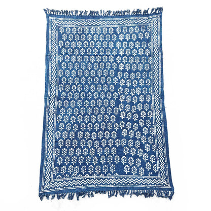 Manta Indigo Hecha a Mano - 170x120cm - Chhota Flower