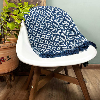 Manta Indigo Hecha a Mano - 170x120cm - Namoona Waves