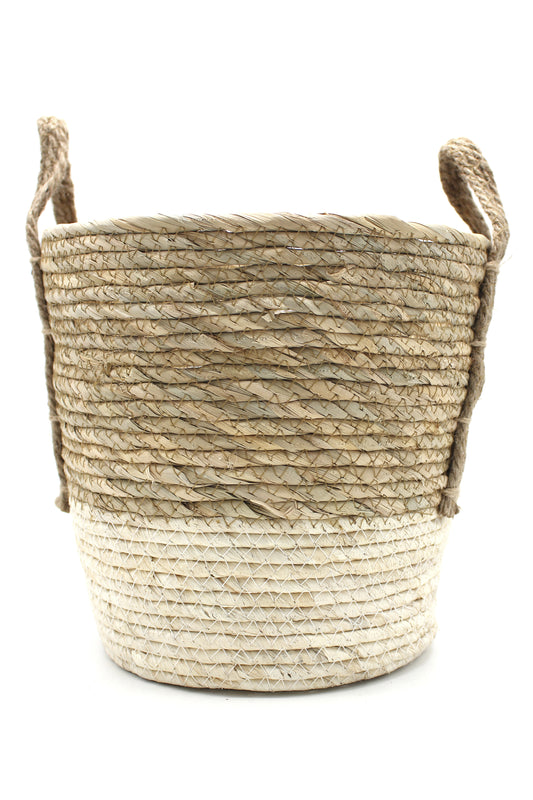 Maceta Red Arenal Blanca 27×25 cm de Mimbre