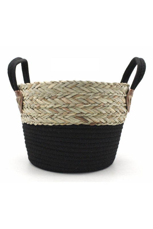 Macetero Cesto Negro 26x27 cm de Mimbre