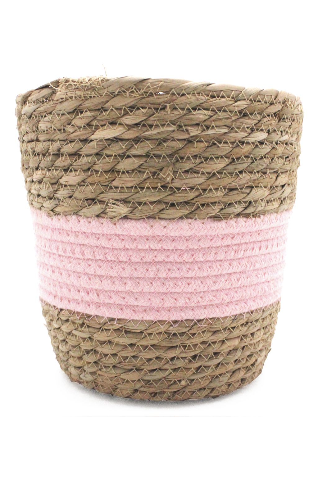 Cesto Gordes Natural/Rosa 20x20 cm de mimbre