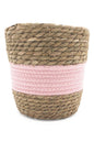 Cesto Gordes Natural/Rosa 20x20 cm de mimbre