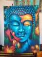 CUADRO DE BUDA - FLOR AZUL Y DORADA