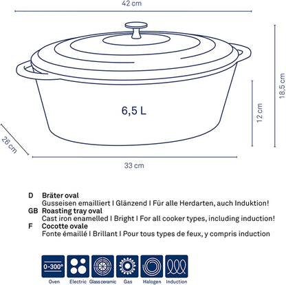 Cazuela Calido Oval con Tapa 33 × 26 cm – Kela Alemania