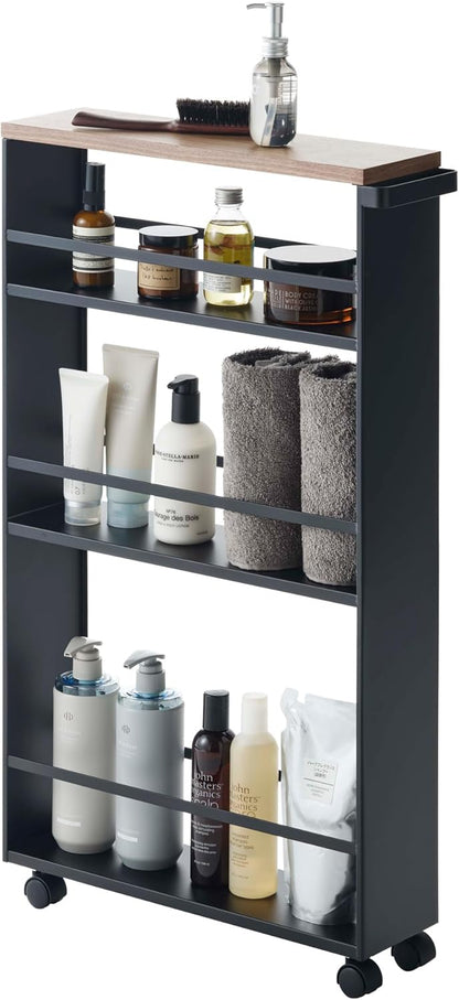 Carro de Cocina 3628 Tower – Negro 80.5×47.5×13 cm – Acero + Madera