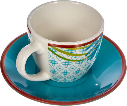 Tazas de Café con Plato Jungl – Set 6 Piezas – Porcelana – Tognana Diseño Tropical Italiano