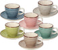 Tazas de Café con Plato Urban Pastel – Set 6 Piezas – Stoneware – Tognana