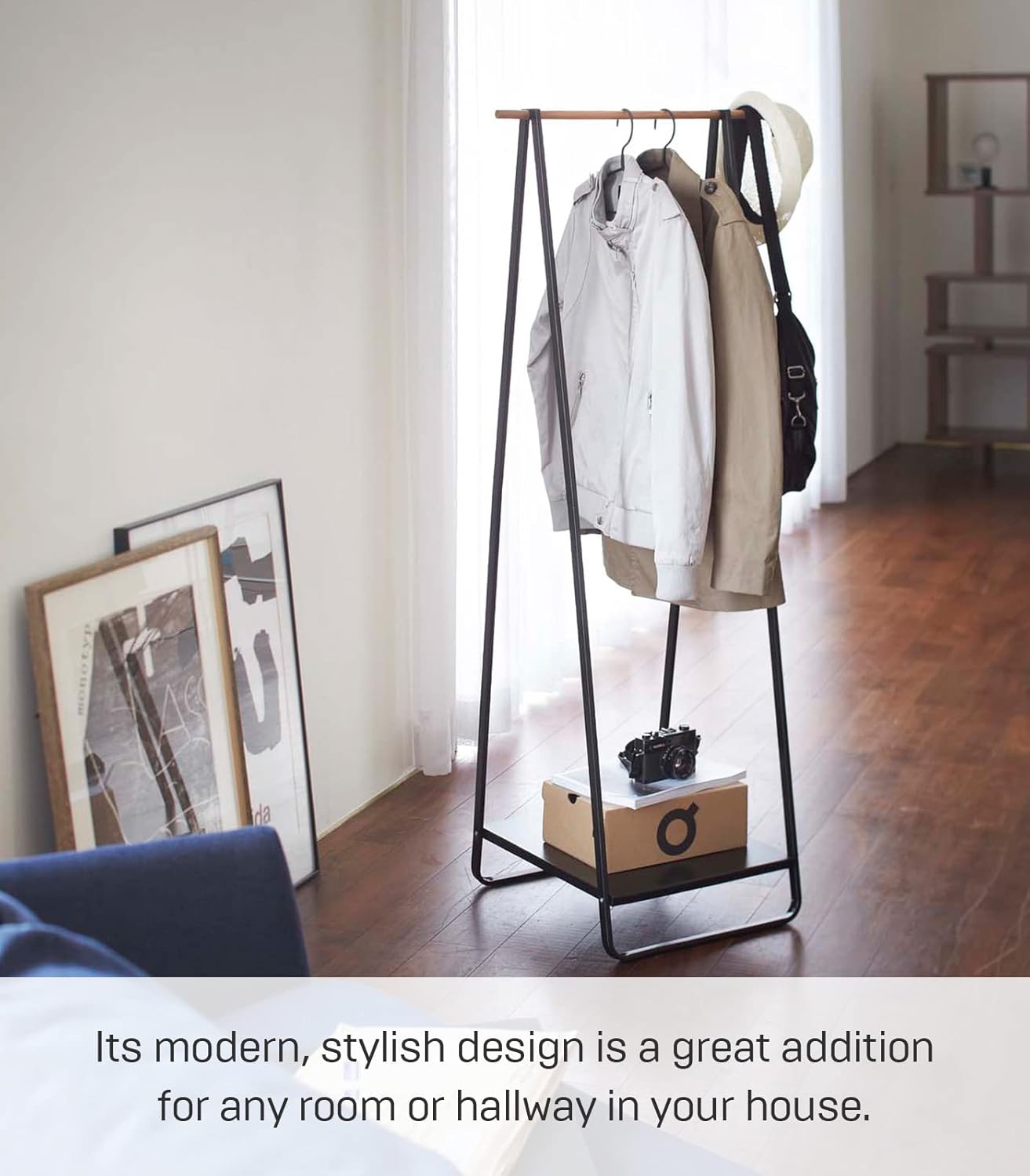 Colgador de Abrigos 2298 – Negro – 52×47×140 cm – Acero + Madera