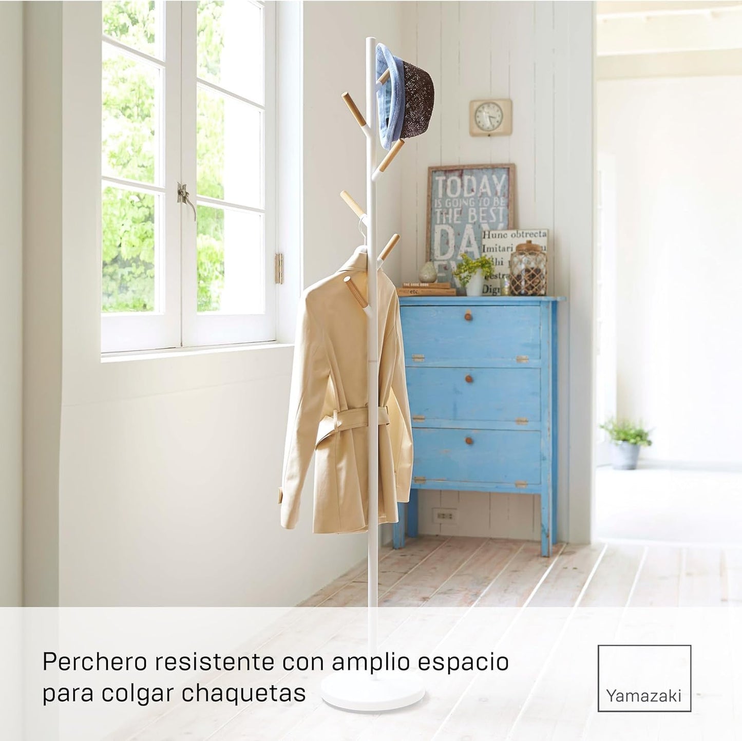 Colgador Árbol 2814 – Blanco 177×28 cm – Acero + Madera