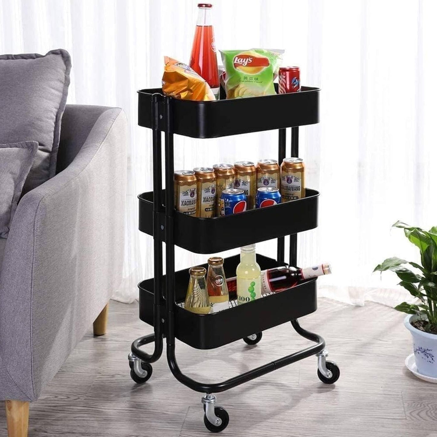 Carro de Cocina 10-170-060 – Negro 83×45×35 cm – Metal