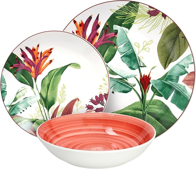 Vajilla Tropicalia 18 Piezas – Porcelana – Tognana Diseño Tropical Italiano