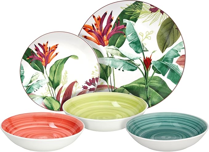 Vajilla Tropicalia 18 Piezas – Porcelana – Tognana Diseño Tropical Italiano