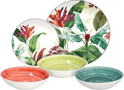 Vajilla Tropicalia 18 Piezas – Porcelana – Tognana Diseño Tropical Italiano