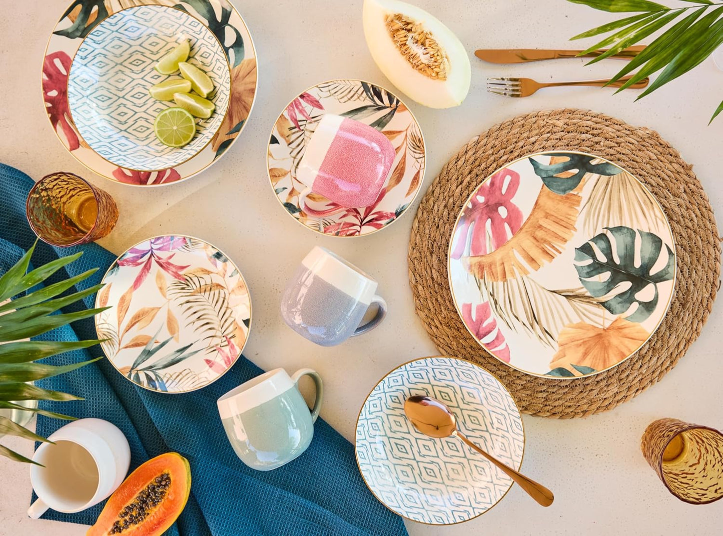 Vajilla Tropical 18 Piezas – Porcelana – Tognana Diseño Italiano