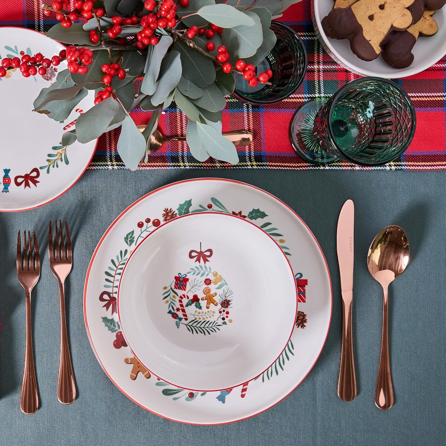 Vajilla Carol 12 Piezas – Porcelana – Diseño Navidad – Tognana