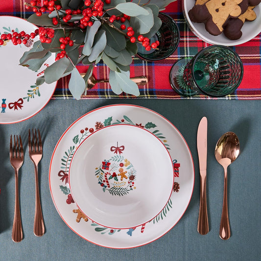 Vajilla Carol 12 Piezas – Porcelana – Diseño Navidad – Tognana