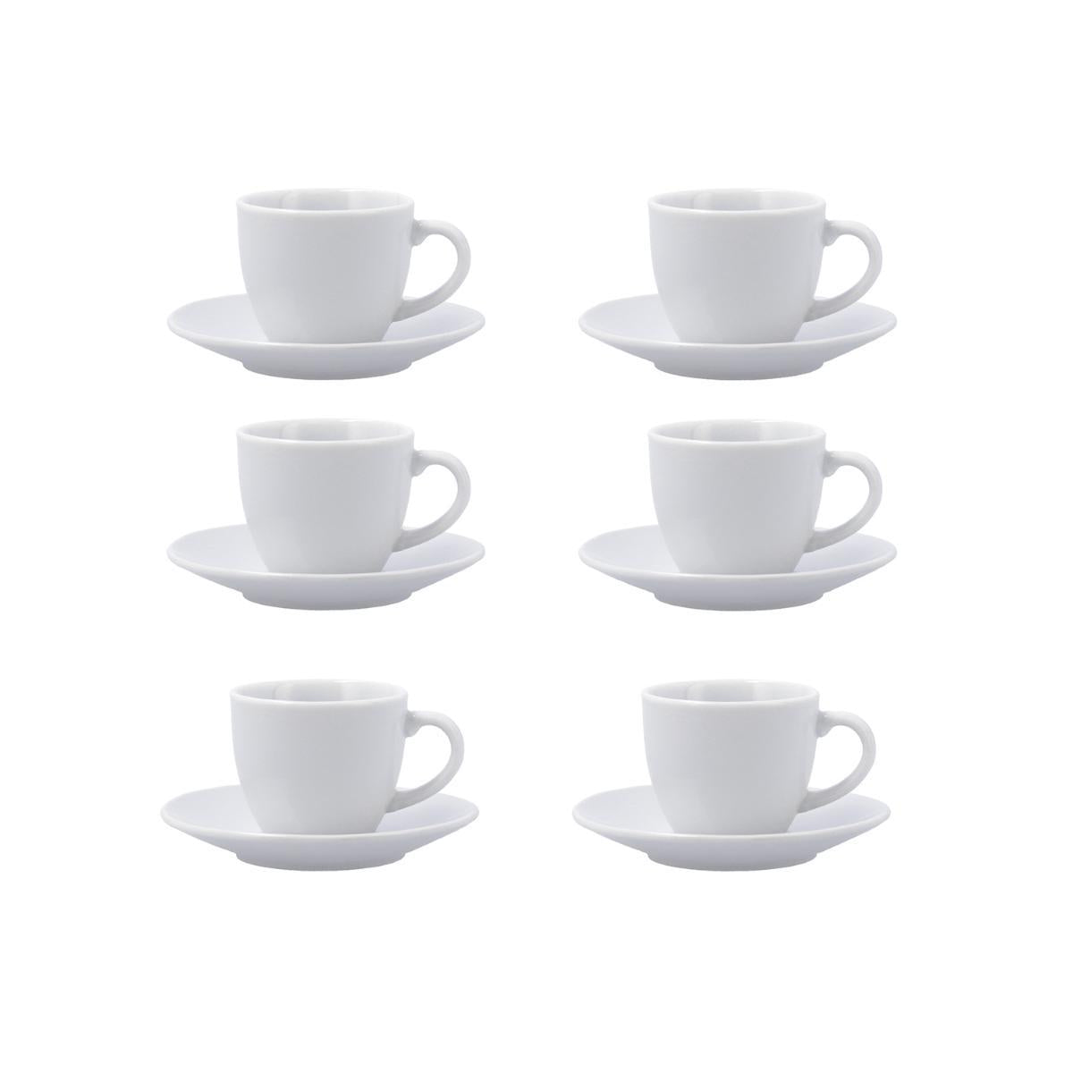 Taza de Café 9 cl Blanca en Porcelana – Set 6 Piezas | Elegancia Premium
