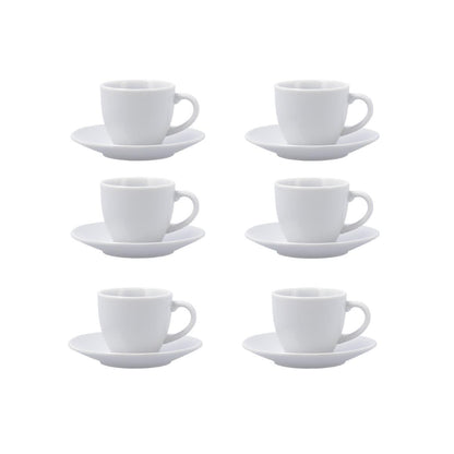 Taza de Café 9 cl Blanca en Porcelana – Set 6 Piezas | Elegancia Premium