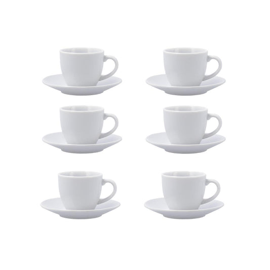 Taza de Café 9 cl Blanca en Porcelana – Set 6 Piezas | Elegancia Premium