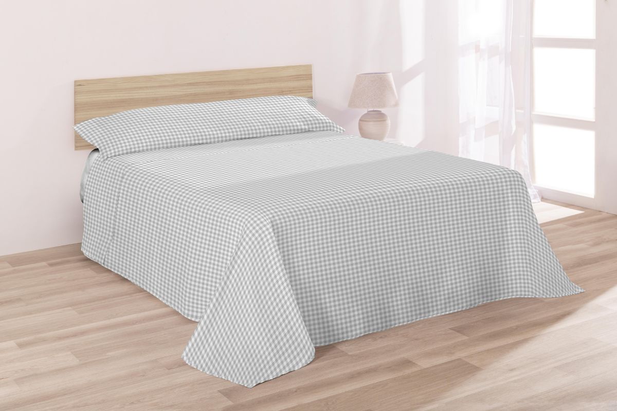 JUEGO SABANAS TELA 150 HILOS ELIA GRIS DON ALGODON 90 cm