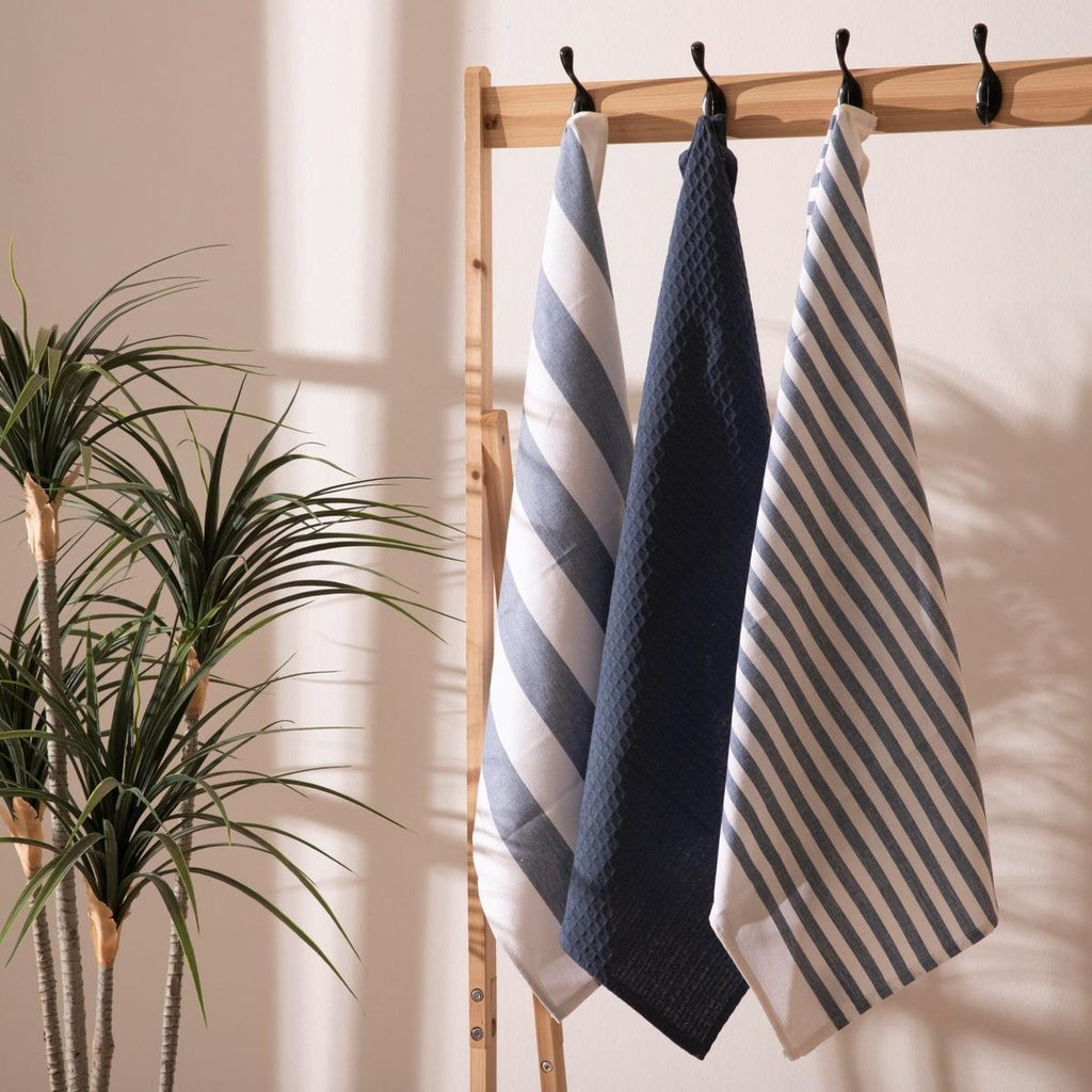 Pack 3 Paños de Cocina Algodón Lines 50x70 – Azul Deskarao