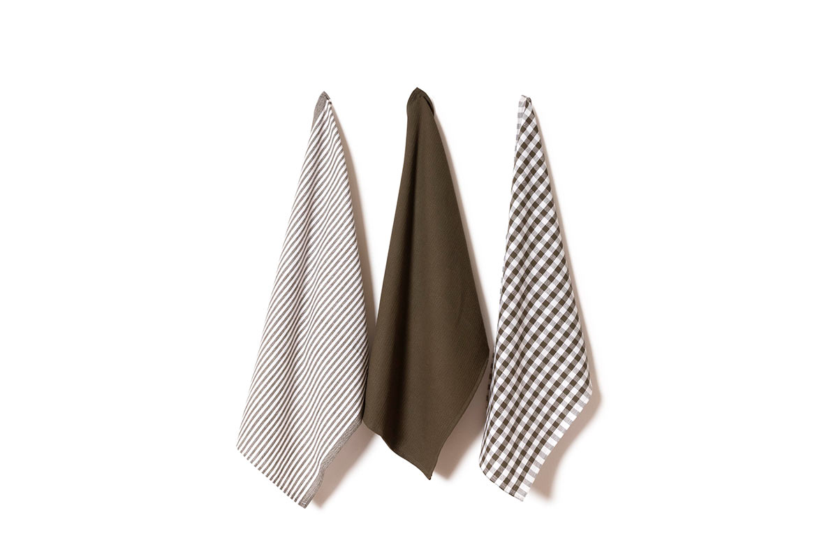 Pack 3 Paños de Cocina Algodón 50x70 – Verde Deskarao