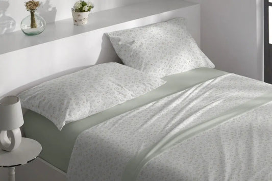 JUEGO DE SABANAS VELVELINA D9 MENTA BURRITO BLANCO 150 cm