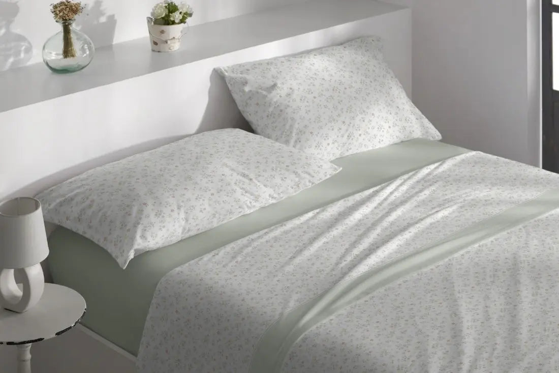 JUEGO DE SABANAS VELVELINA D9 MENTA BURRITO BLANCO 135 cm