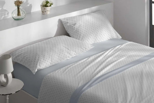 JUEGO DE SABANAS VELVELINA D10 AZUL BURRITO BLANCO 150/160 cm