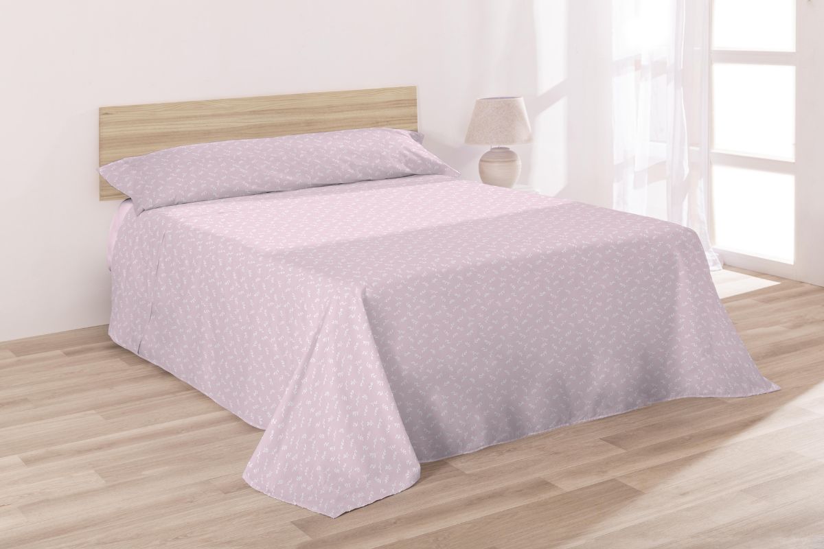 JUEGO SABANAS TELA 150 HILOS ZALE ROSA DON ALGODON 90 cm